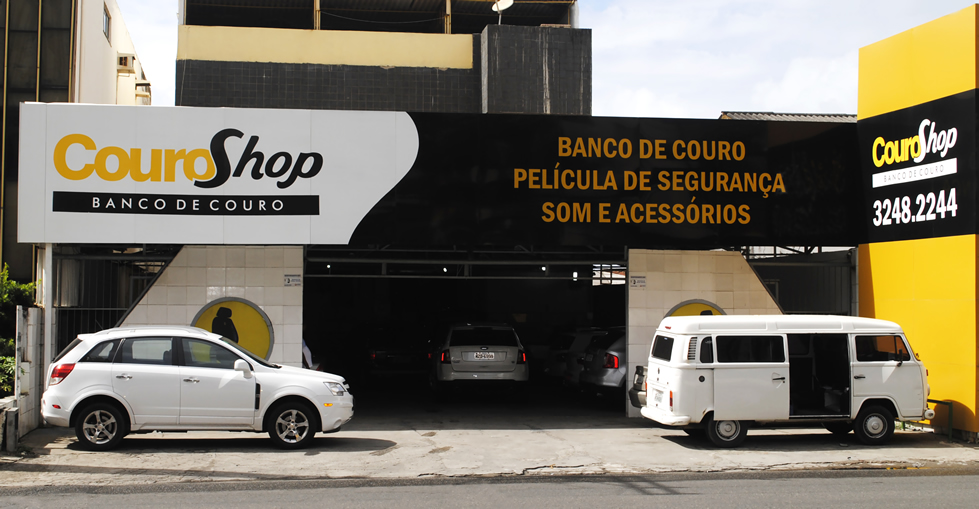 Foto da fachada da empresa Couro Shop - Revestimento em couro.